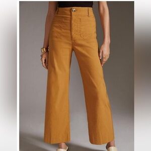 Anthropologie Maeve Collette Wide leg crop plus size mustard / yellow 24w